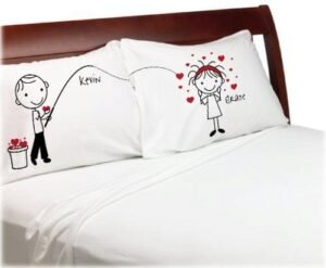 Cute Fishing for Love Boyfriend Girlfriend Valentines Day Gift Personalized Pillow Cover Couples Anniversary Stick People Bf Gf