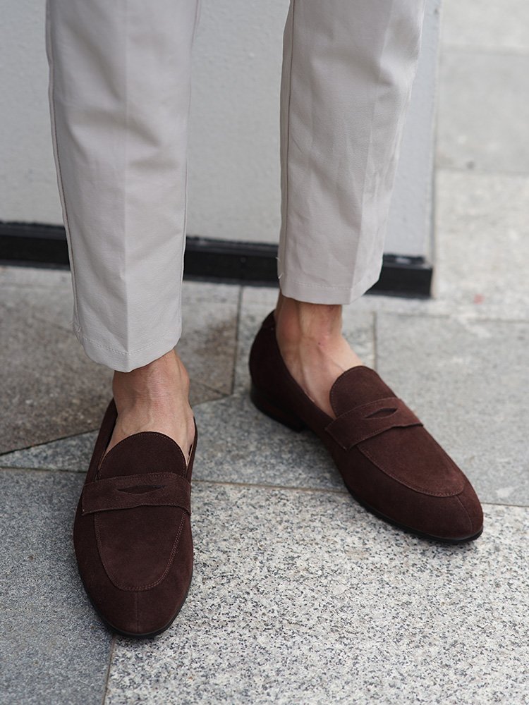 Brown Suede Penny Loafers for Men - Image 4
