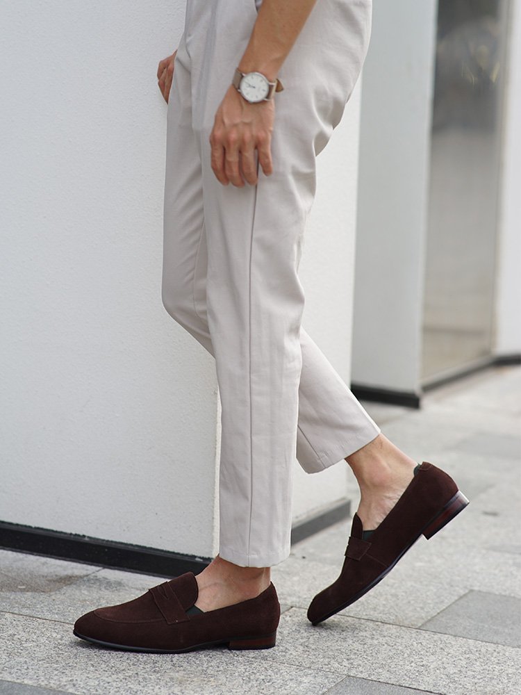 Brown Suede Penny Loafers for Men - Image 5