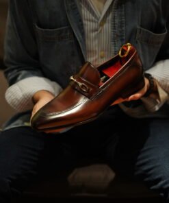 Alternative view of Brown Leather Horsebit Loafers for Men