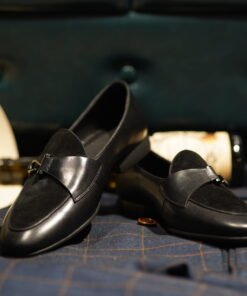 Alternative view of Black Leather & Suede Bit Loafers for Men