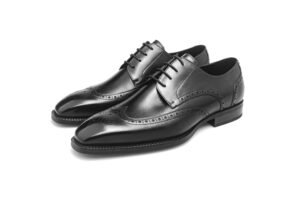 Black Leather Oxford Wingtip Brogue Shoes for Men