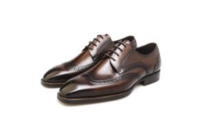Brown Leather Oxford Wingtip Brogue Shoes for Men