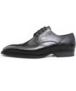 Black Leather Oxford Brogue Shoes for Men