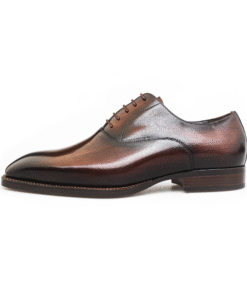 Brown Patina Wholecut Oxford Dress Shoes for Men