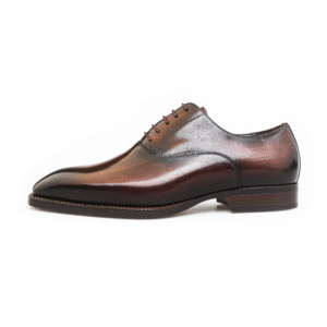 Brown Patina Wholecut Oxford Dress Shoes for Men