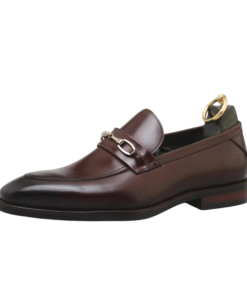 Brown Leather Horsebit Loafers for Men