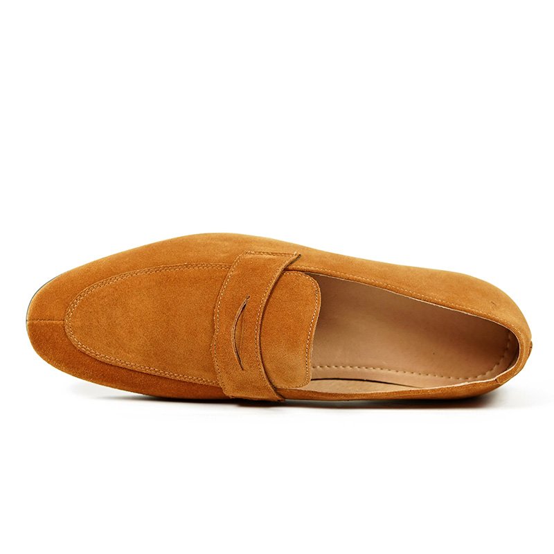 Camel Suede Penny Loafers for Men - Image 2