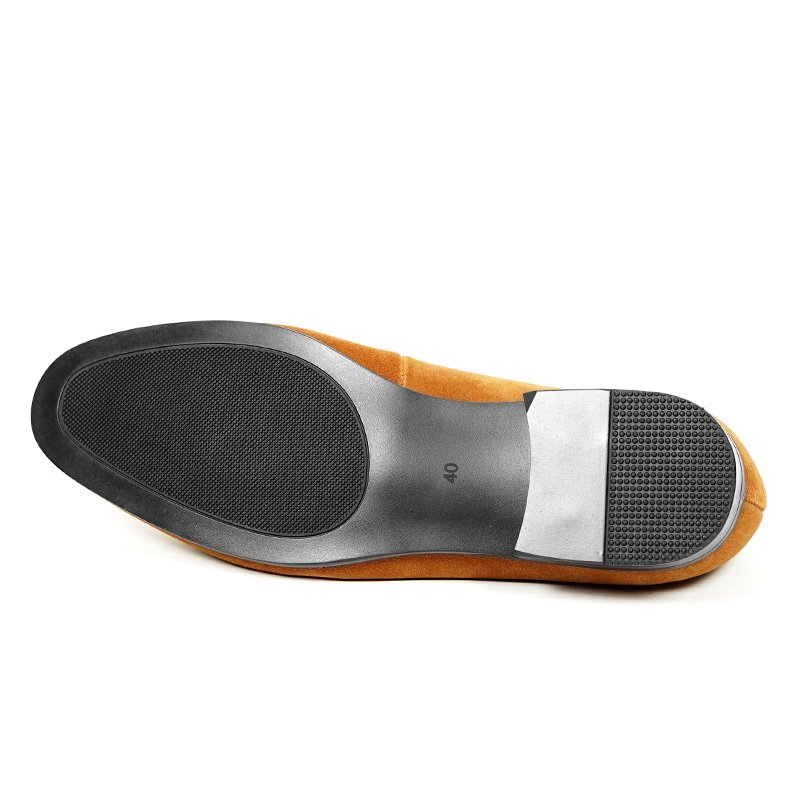 Camel Suede Penny Loafers for Men - Image 7